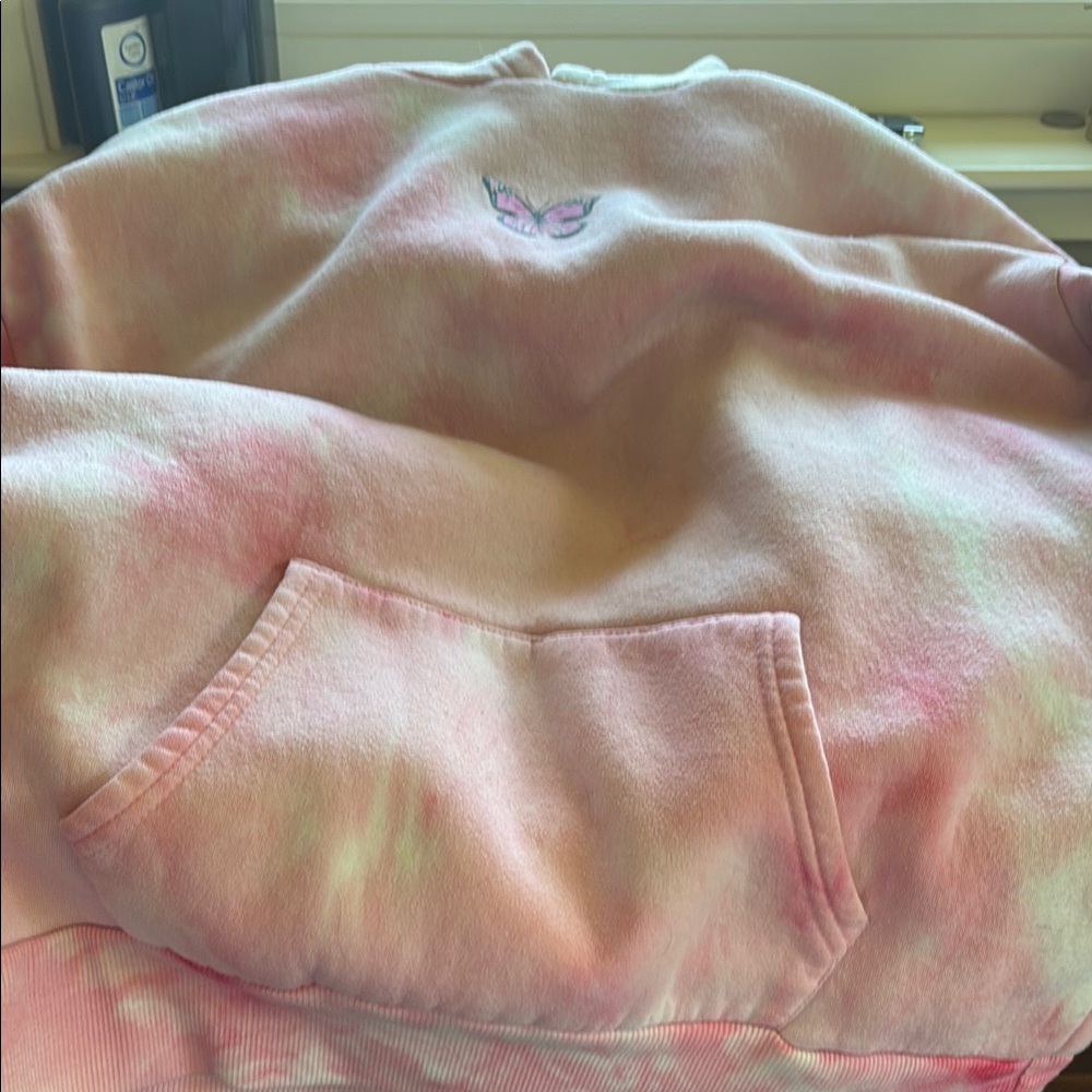Pink sweatshirt with butterflies
